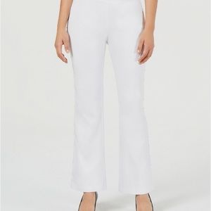 JM Collection White Women Straight Leg With Pockets And Elastic Waist